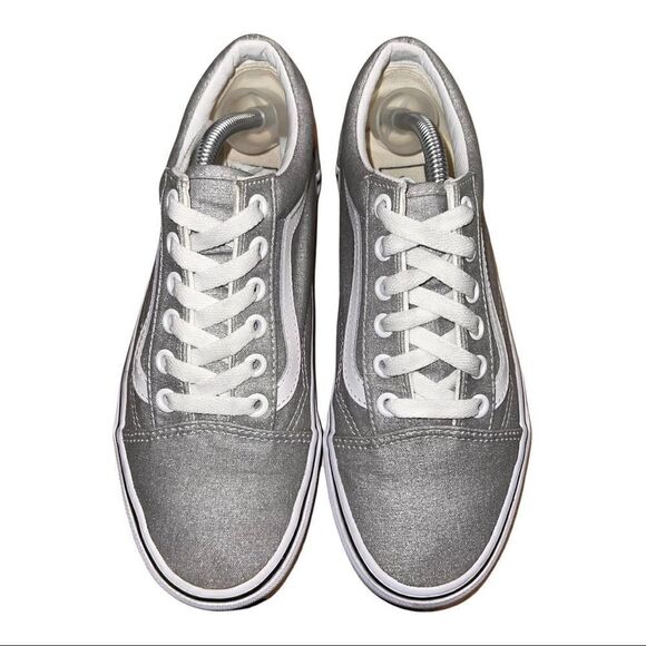 Authentic Vans Silver Glitter Old Skool Sneakers Women's Size 6.5 - Picture 4 of 9